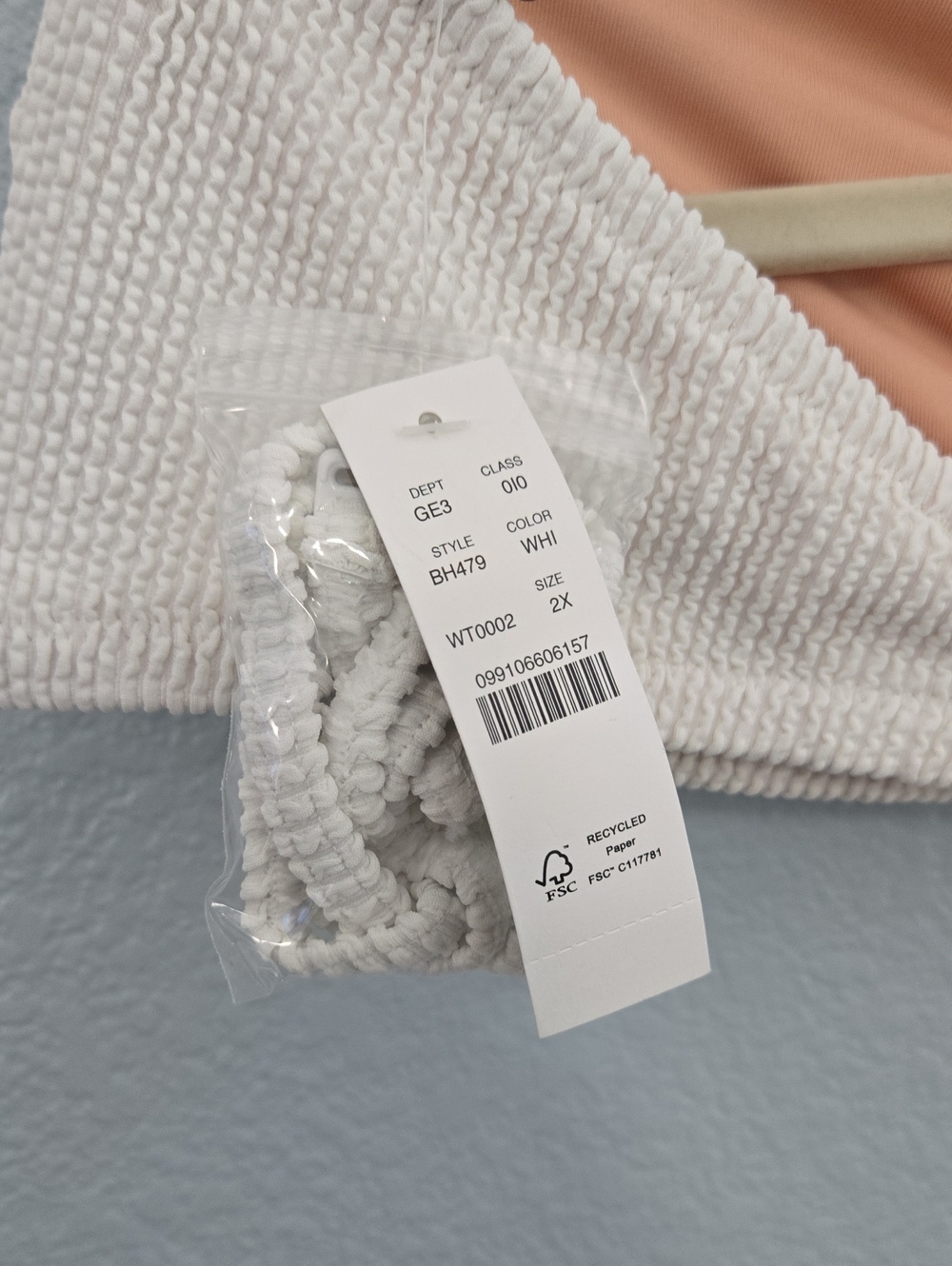 NWT J CREW Textured White Bandeau Bikini Top & High Waist Bottoms Lined 2x T XXL - Picture 4 of 12